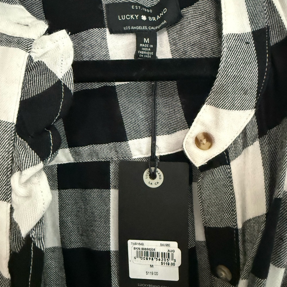 Lucky Brand Black and White Buffalo Plaid Shirt Dress - Picture 3 of 3